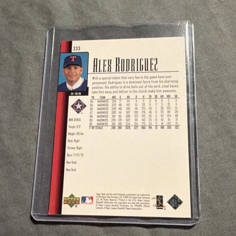 Upper Deck 2000 Alex Rodriguez #333 Texas Rangers Baseball Card MLB